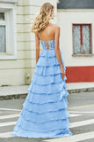 Gorgeous A Line Sweetheart Corset Lilac Ball Dress with Appliques Ruffles