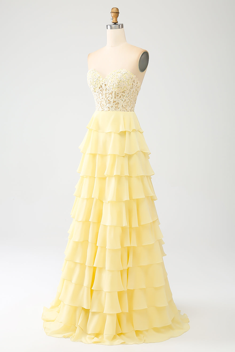 Sky Blue A-Line Sweetheart Tiered Corset Long Ball Dress