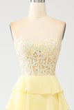 Sky Blue A-Line Sweetheart Tiered Corset Long Ball Dress
