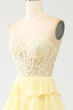 Sky Blue A-Line Sweetheart Tiered Corset Long Ball Dress