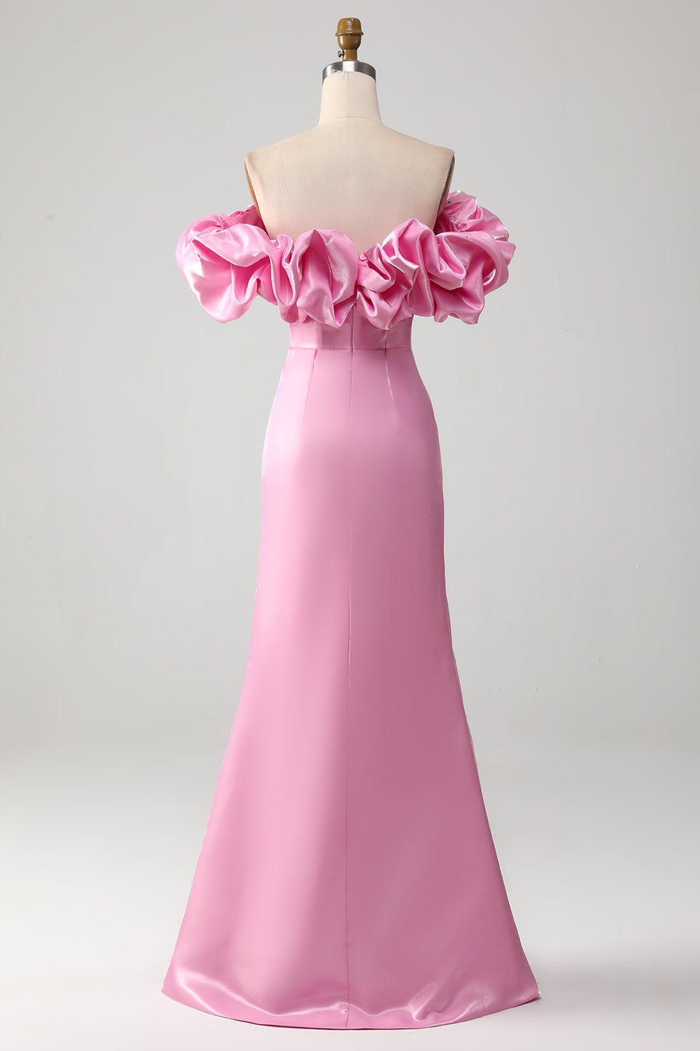 Pink Mermaid Off the Shoulder Ball Dress with Meringue Ruffles