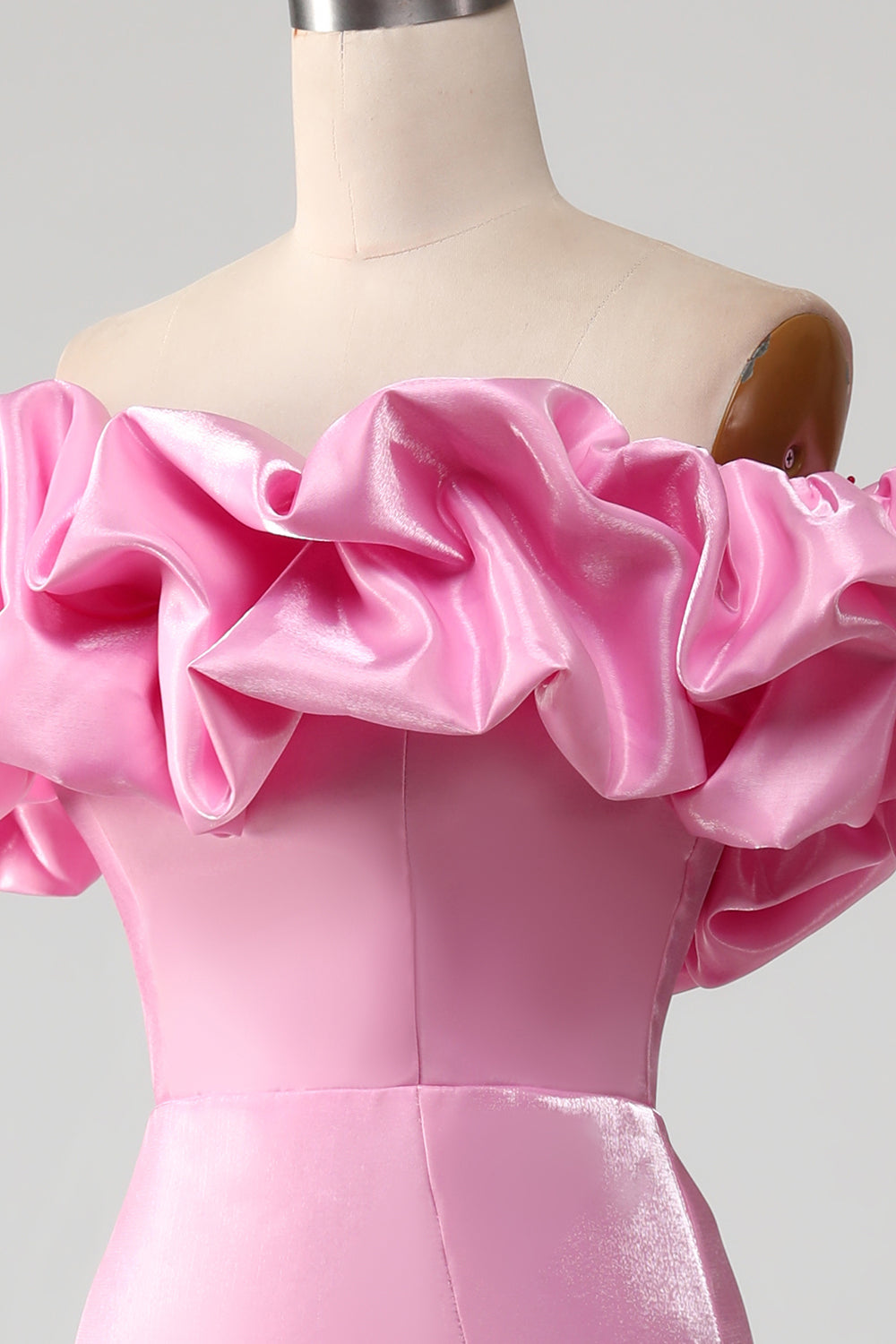 Pink Mermaid Off the Shoulder Ball Dress with Meringue Ruffles