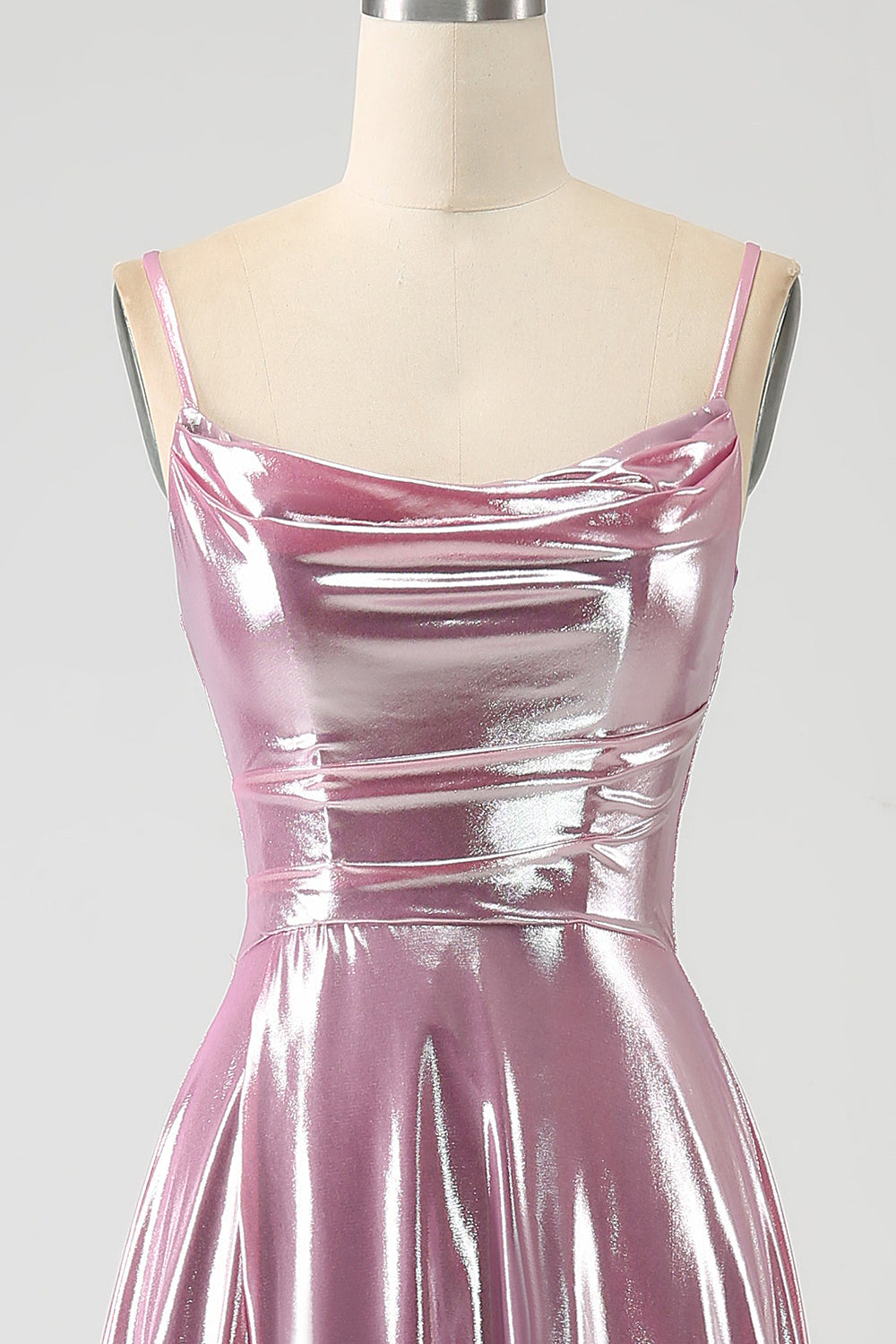 Stunning A Line Spaghetti Straps Pink Long Ball Dress with Split Front