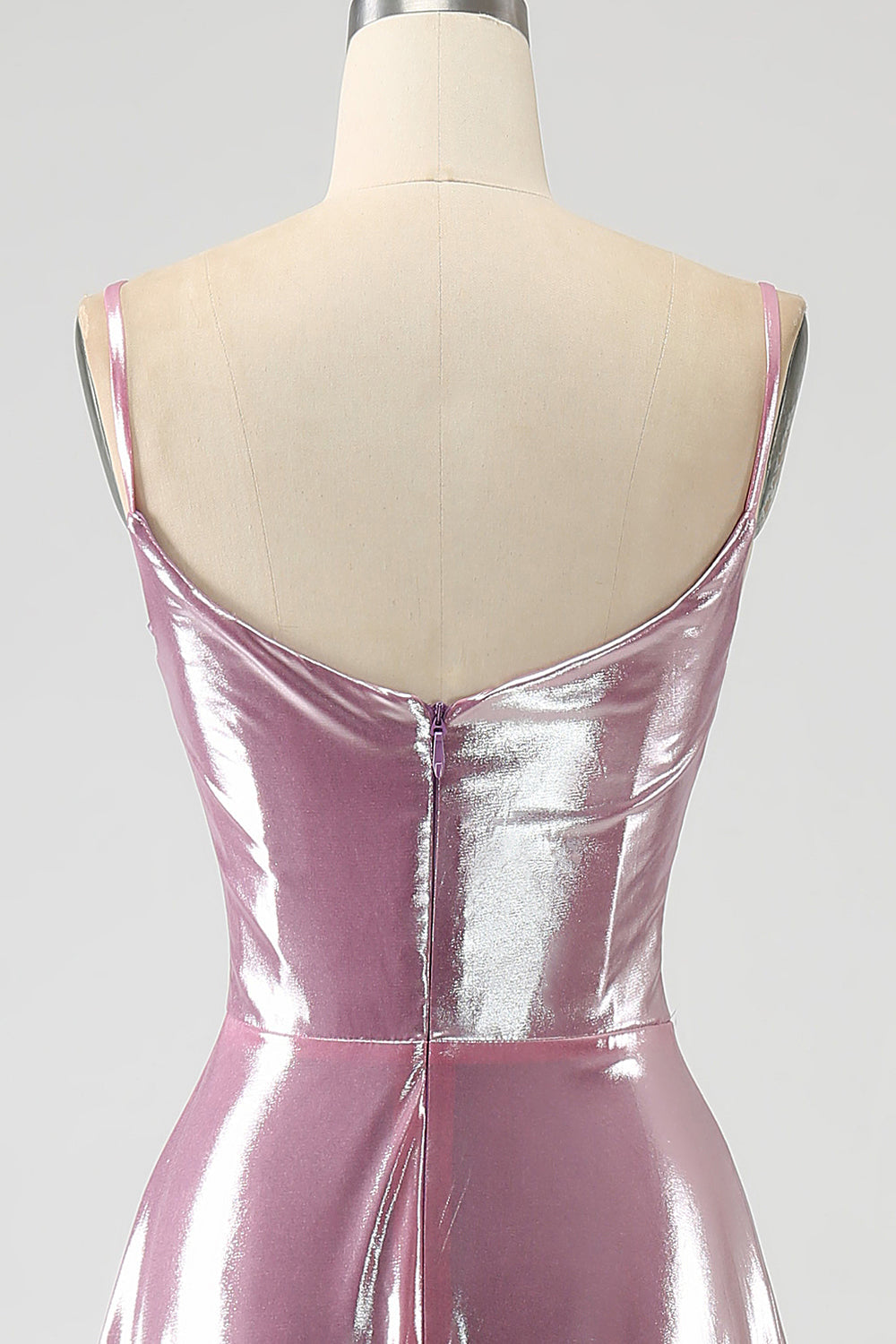 Stunning A Line Spaghetti Straps Pink Long Ball Dress with Split Front