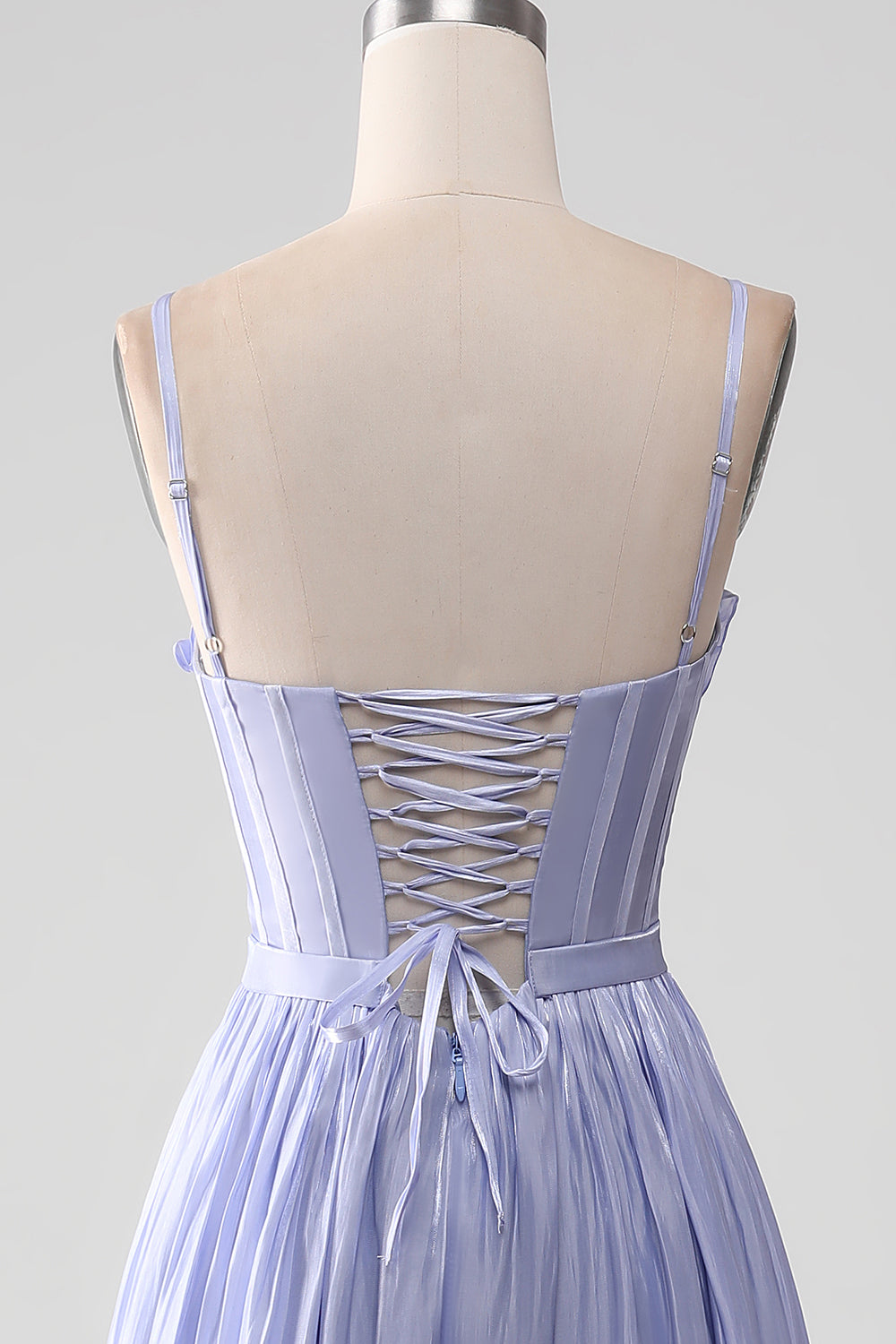 Lavender A Line Spaghetti Straps Ruffles Ball Dress with Slit