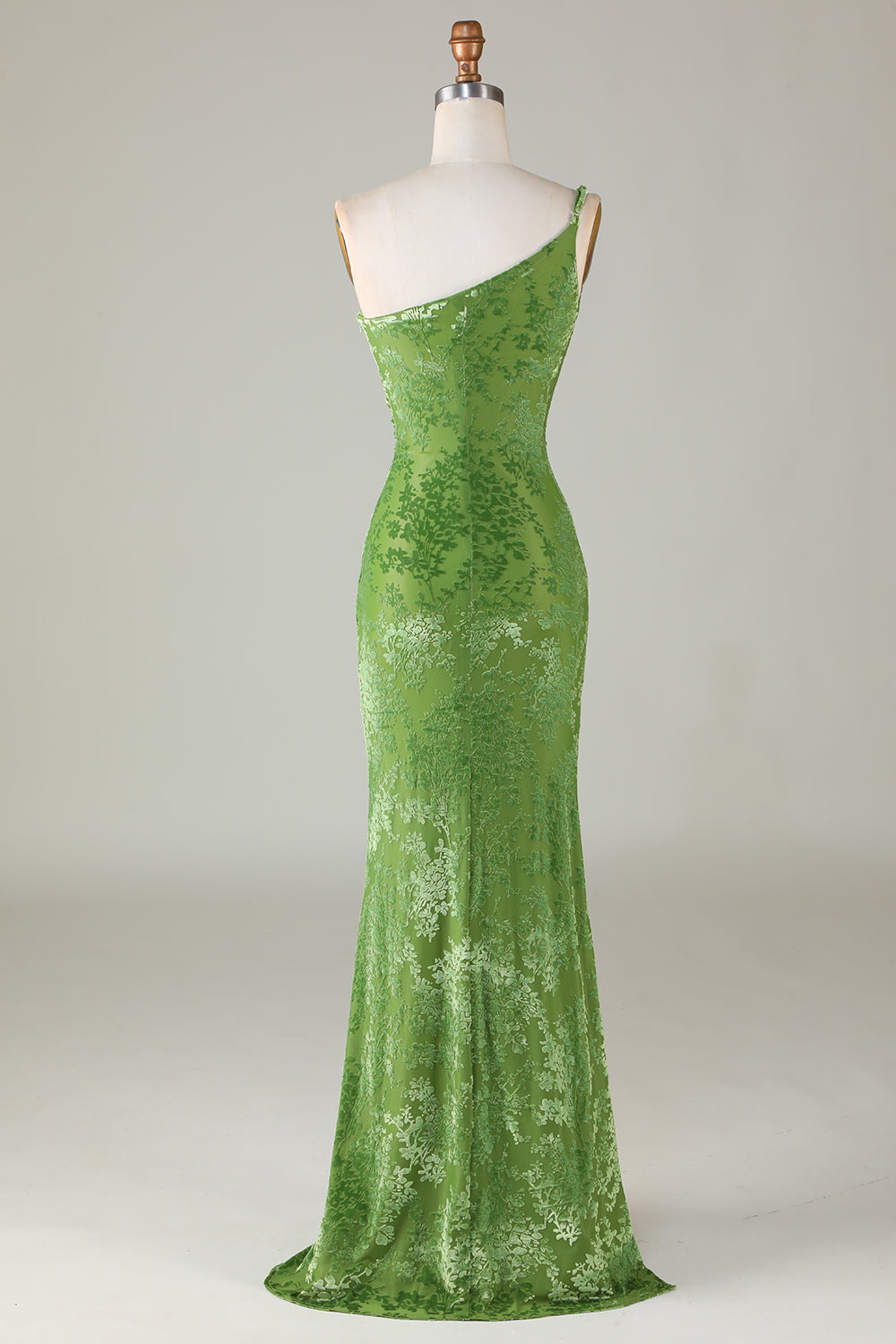 Mermaid One Shoulder Velvet Olive Bridesmaid Dress