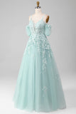 Mint Ball-Gown Off The Shoulder Beaded Ball Dresses With Appliques