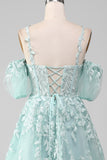 Mint Ball-Gown Off The Shoulder Beaded Ball Dresses With Appliques