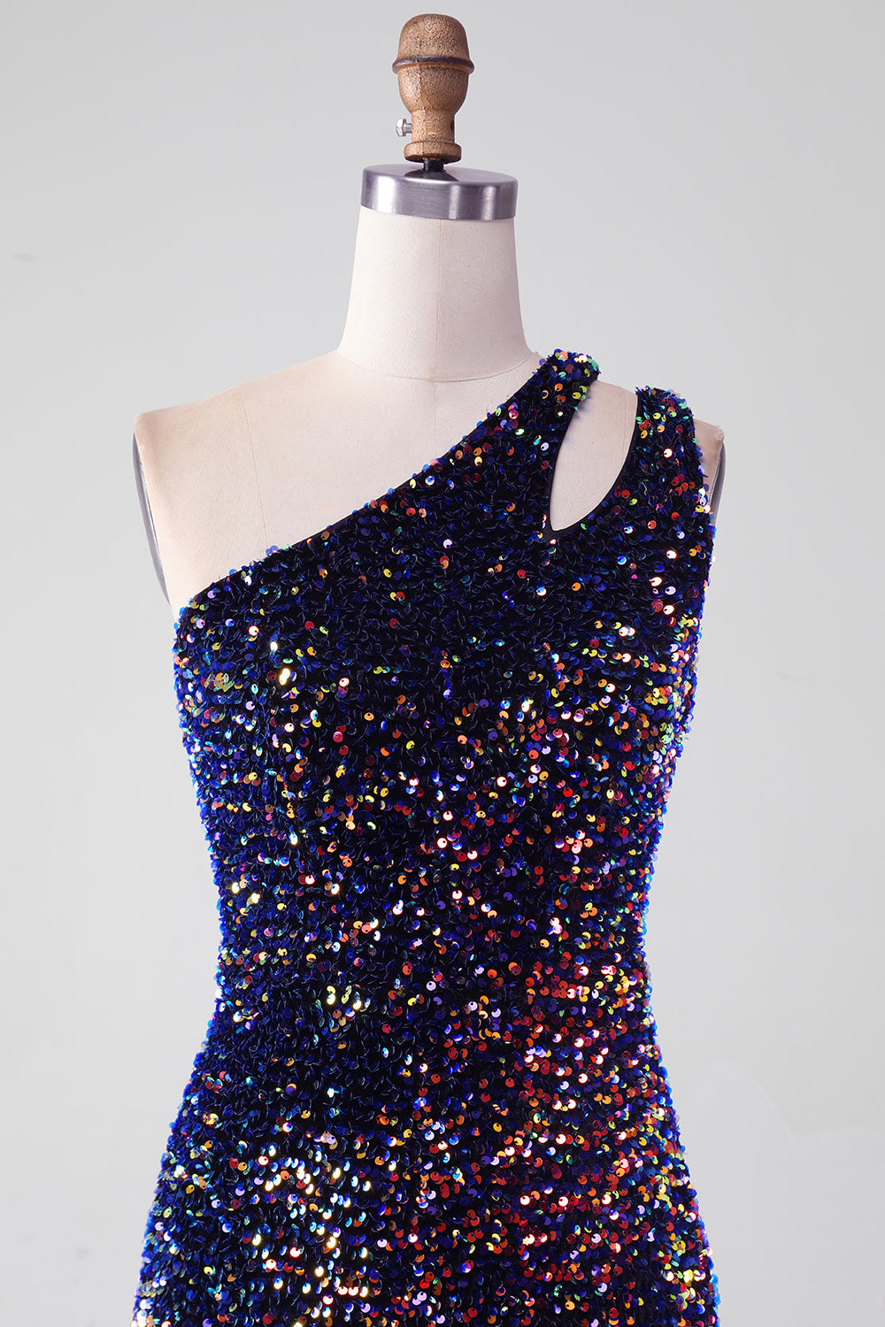 Black Mermaid One Shoulder Sequins Long Ball Dress with Slit