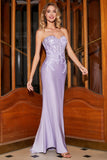 Stylish Mermaid Sweetheart Lilac Corset Ball Dress with Lace Appliques