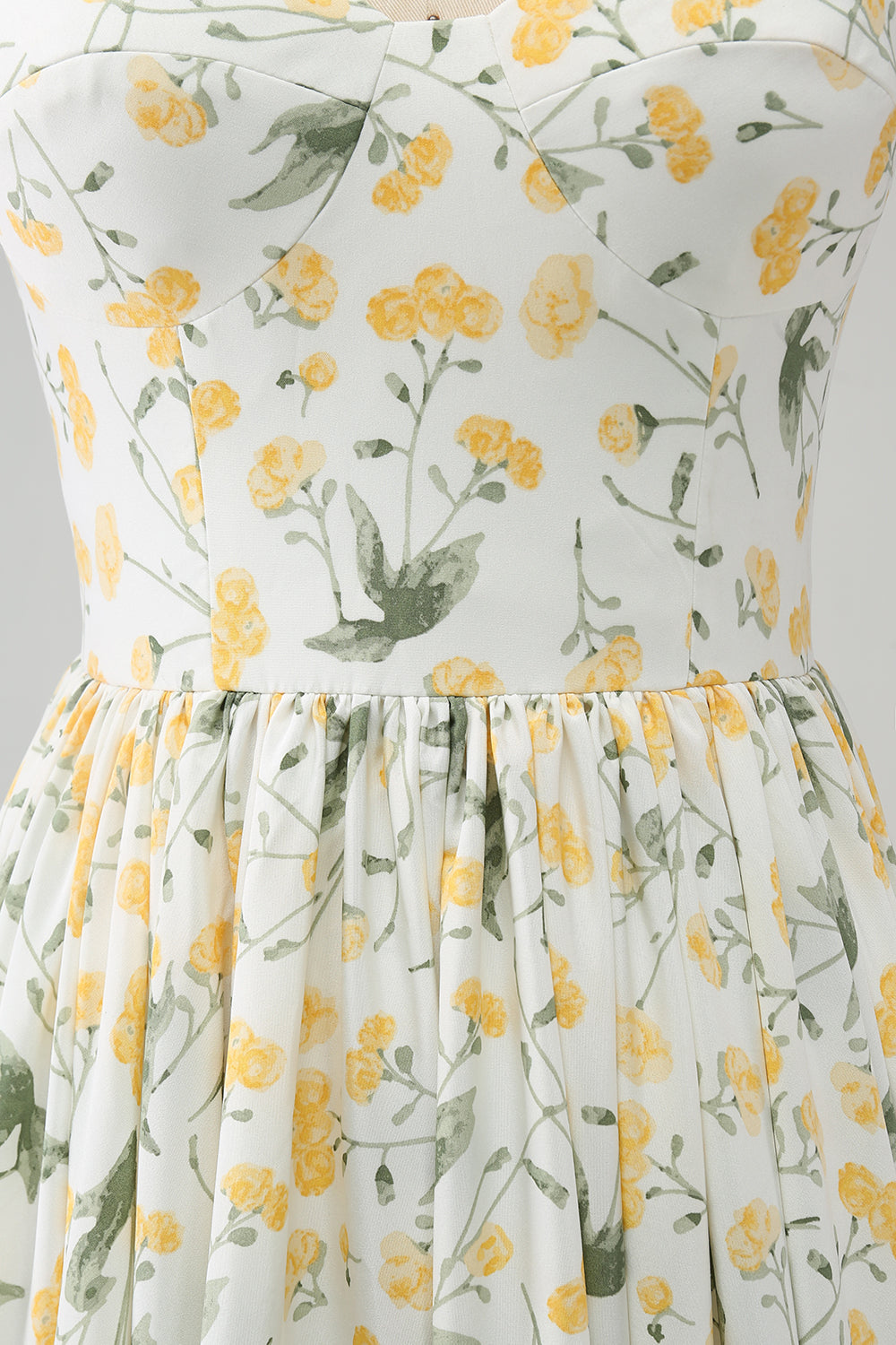 Ivory A-Line Spaghetti Straps Floral Long Ball Dress With Ruffles