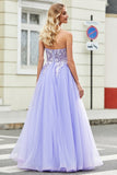 Gorgeous A Line Off the Shoulder Lavender Corset Ball Dress with Appliques