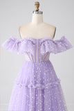 Off The Shoulder Lilac Corset Ball Dress