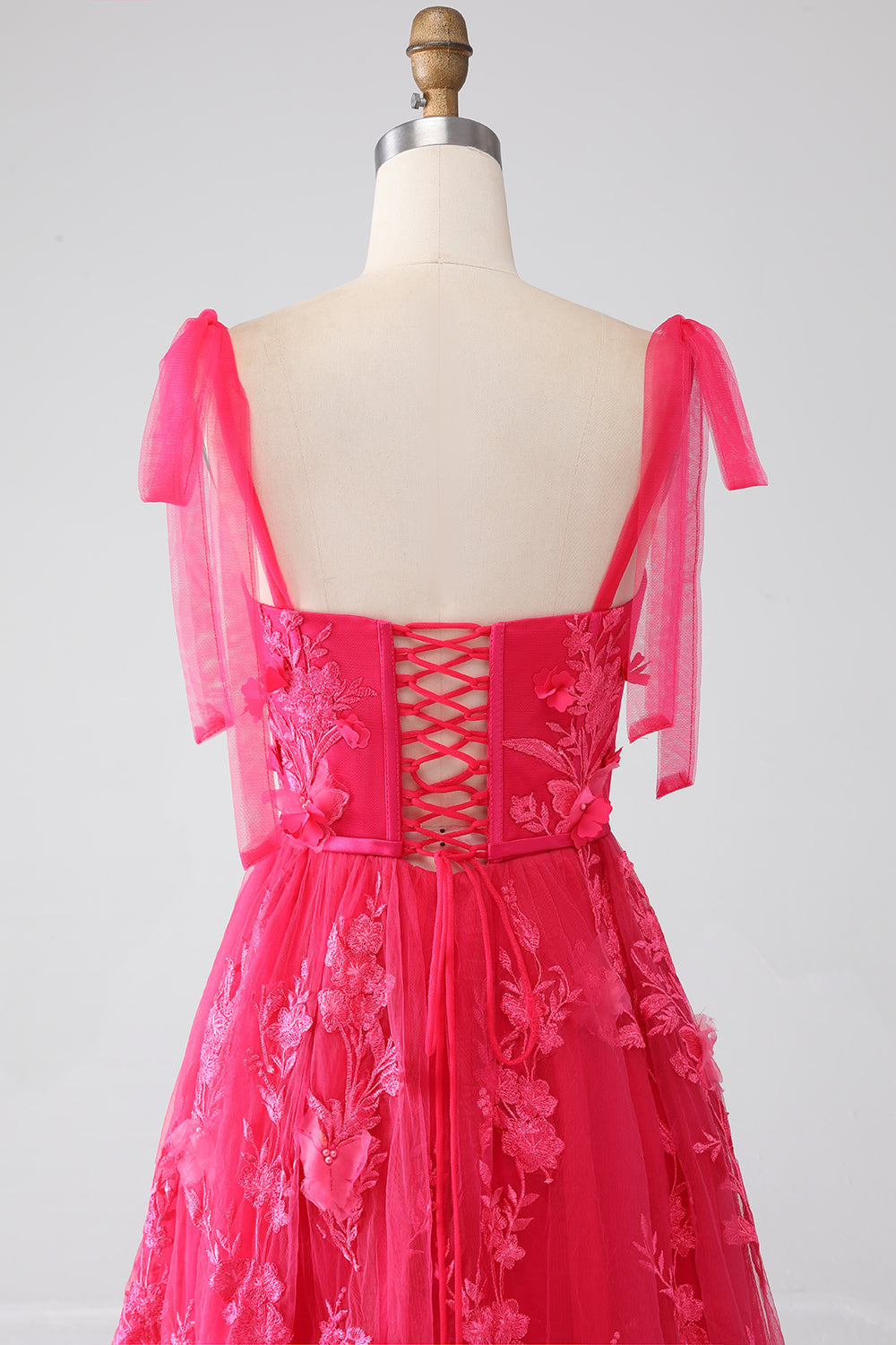 A-Line Spaghetti Straps Fuchsia Long Ball Dress with Slit