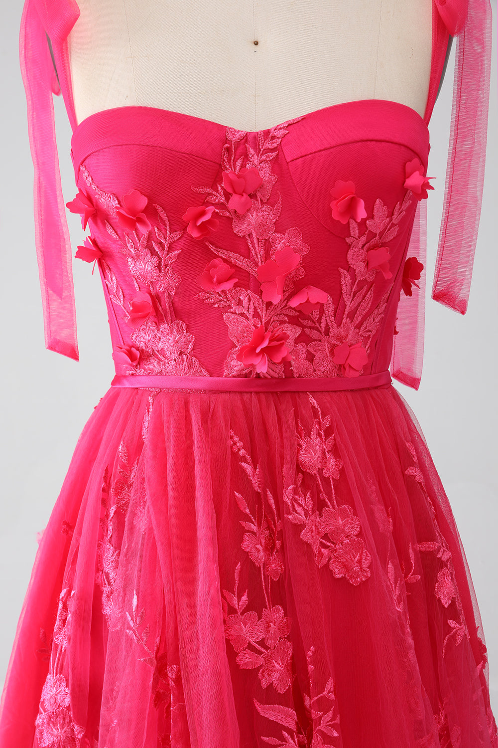 A-Line Spaghetti Straps Fuchsia Long Ball Dress with Slit