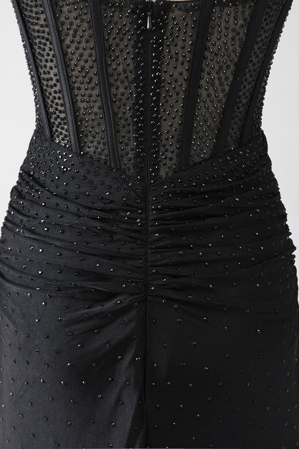 Sparkly Mermaid Spaghetti Straps Black Long Ball Dress with Beading