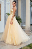 Princess A Line Sweetheart Golden Long Ball Dress