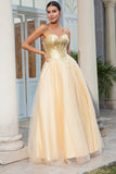 Princess A Line Sweetheart Golden Long Ball Dress