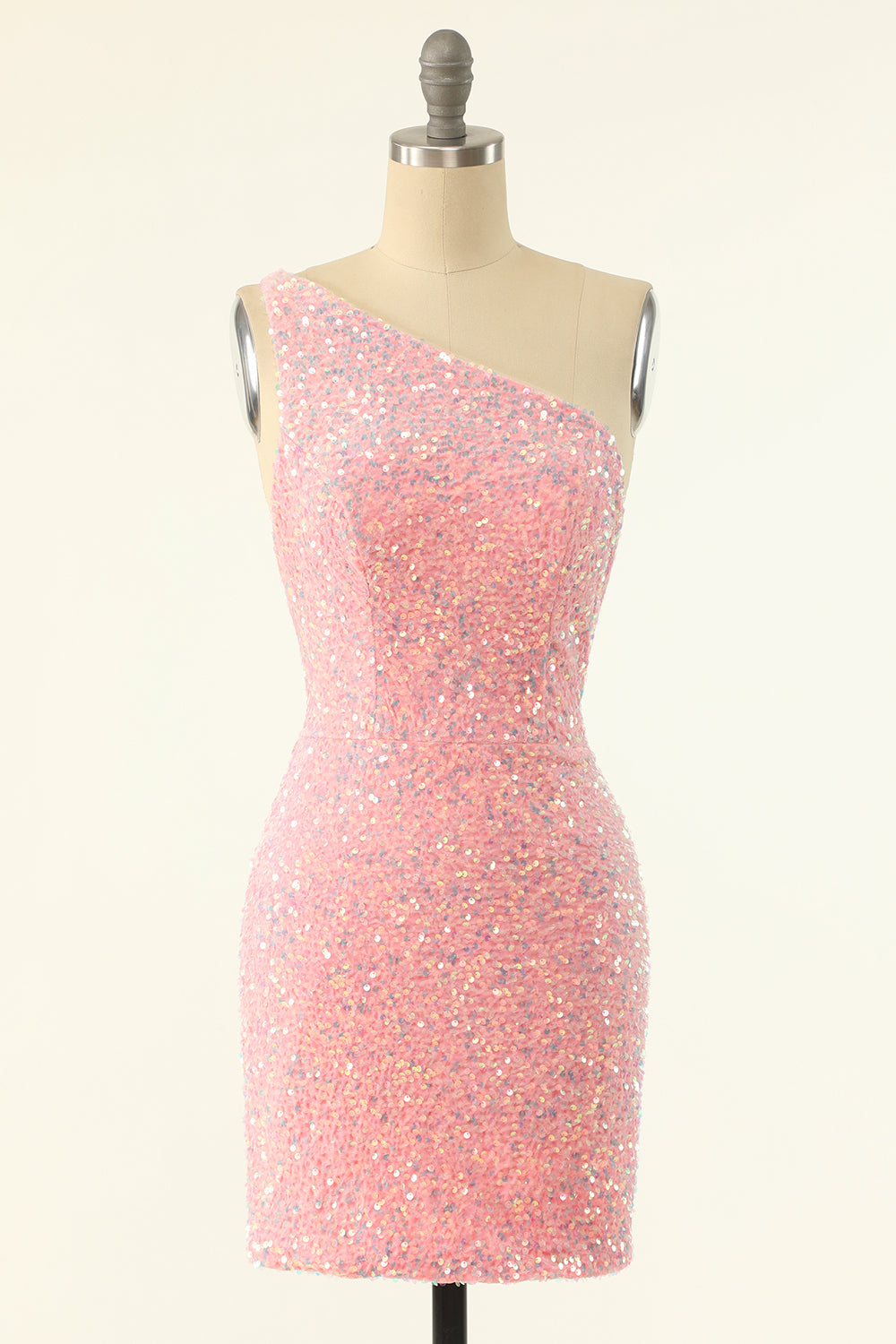 Royal Blue One Shoulder Sequins Tight Cocktail Dress