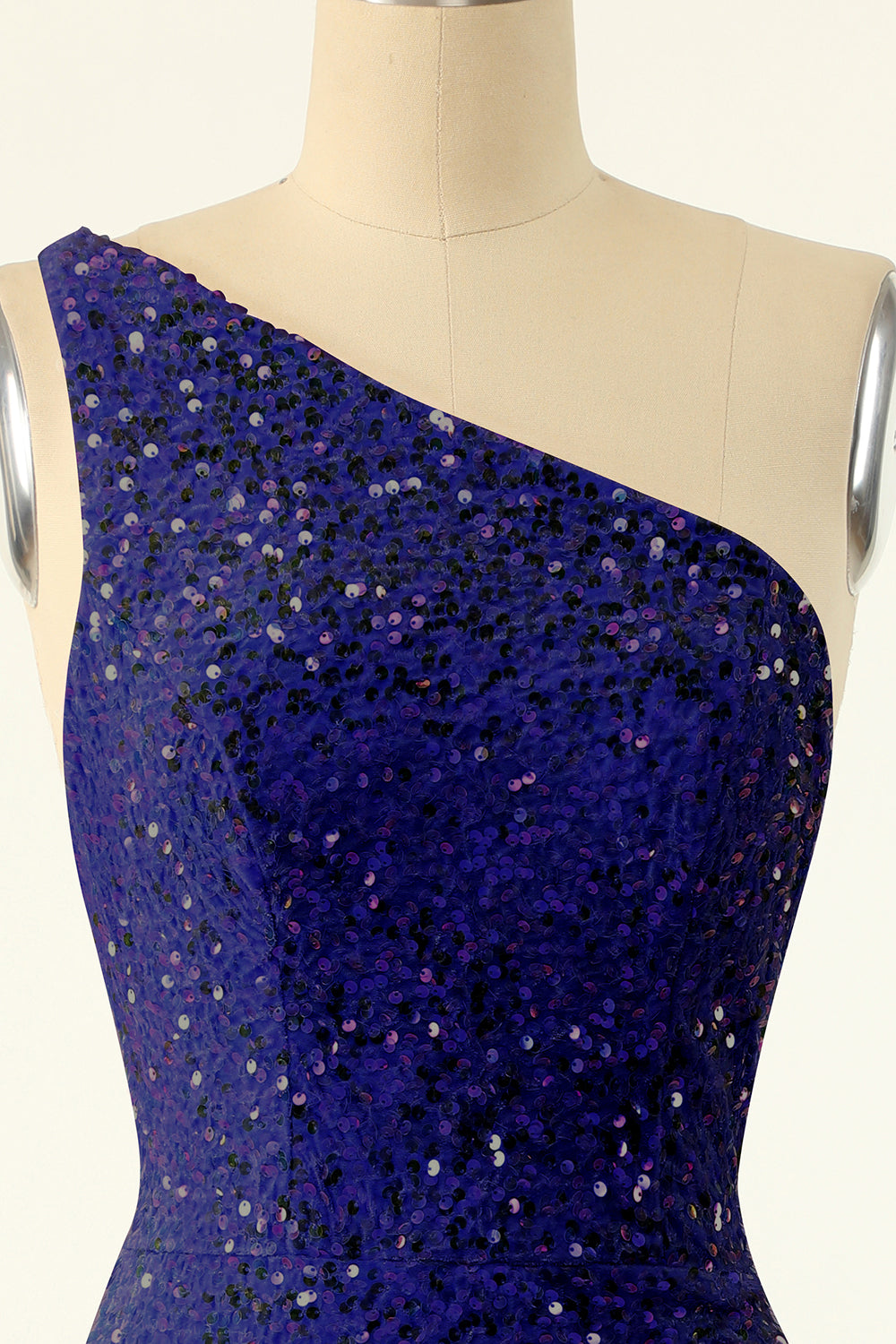 Royal Blue One Shoulder Sequins Tight Cocktail Dress