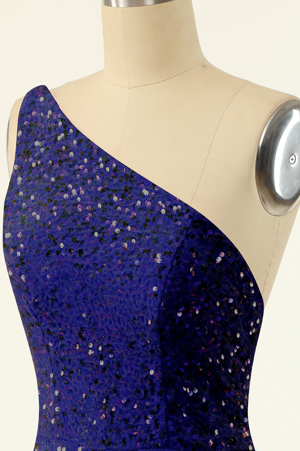 Royal Blue One Shoulder Sequins Tight Cocktail Dress