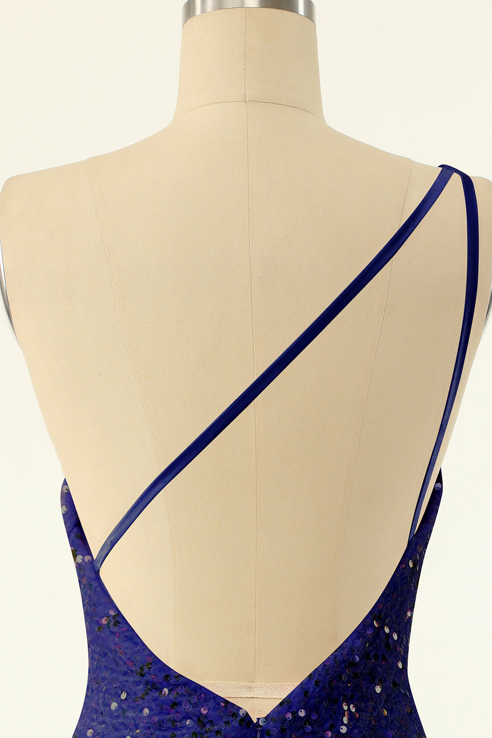 Royal Blue One Shoulder Sequins Tight Cocktail Dress