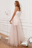 Blush One Shoulder Detachable Cocktail Dress