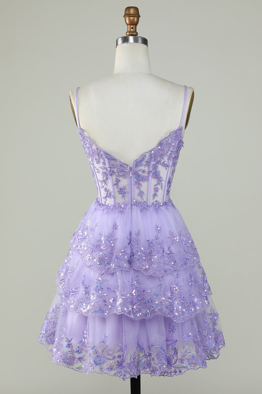 Cute A Line Spaghetti Straps Dark Blue Sparkly Corset Cocktail Dress