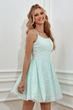 A Line Spaghetti Straps Light Purple Sequins Cocktail Dress