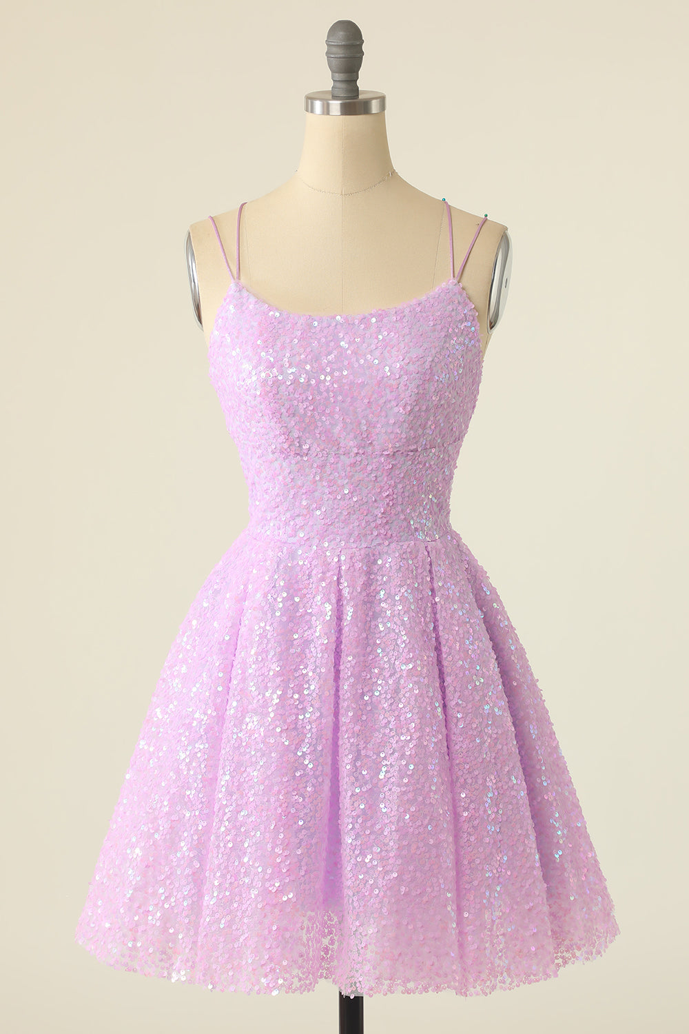 Light Green Sequins A-Line Lace-Up Cocktail Dress