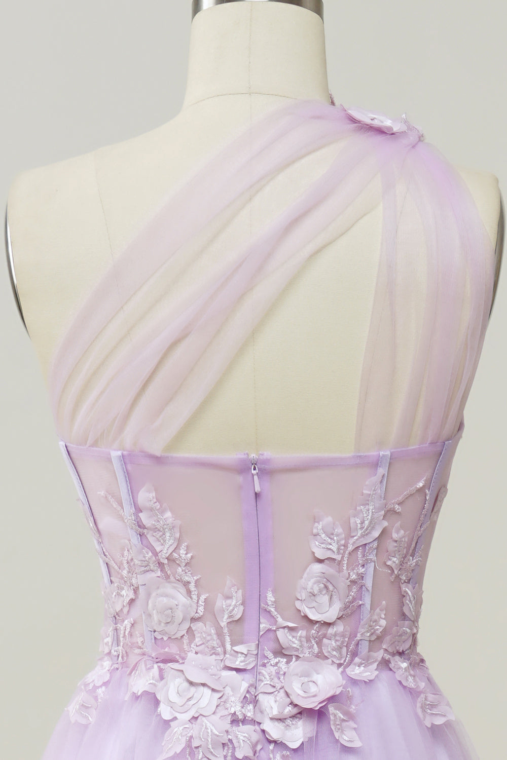A Line One Shoulder Sky Blue Long Ball Dress with Appliques