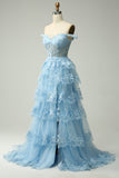 Princess A Line Off the Shoulder Pink Long Ball Dress with Appliques