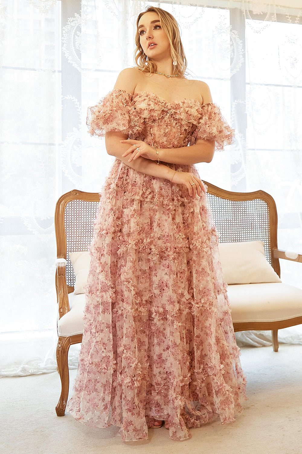 A Line Off the Shoulder Ivory Red Flower Plus Size Ball Dress