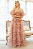 A Line Off the Shoulder Ivory Red Flower Plus Size Ball Dress