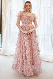 A Line Sweetheart Ivory Red Flower Plus Size Ball Dress