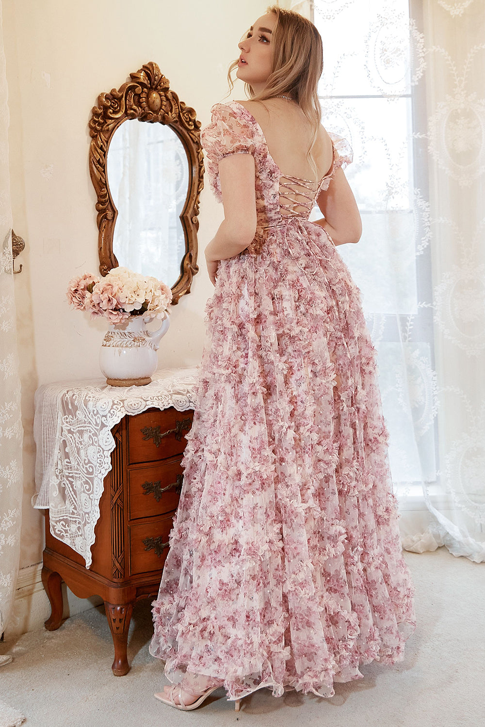 A Line Sweetheart Ivory Red Flower Plus Size Ball Dress