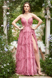 Dusty Rose A-Line Sweetheart Tulle Long Ball Dress