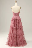 Dusty Rose A-Line Sweetheart Tulle Long Ball Dress
