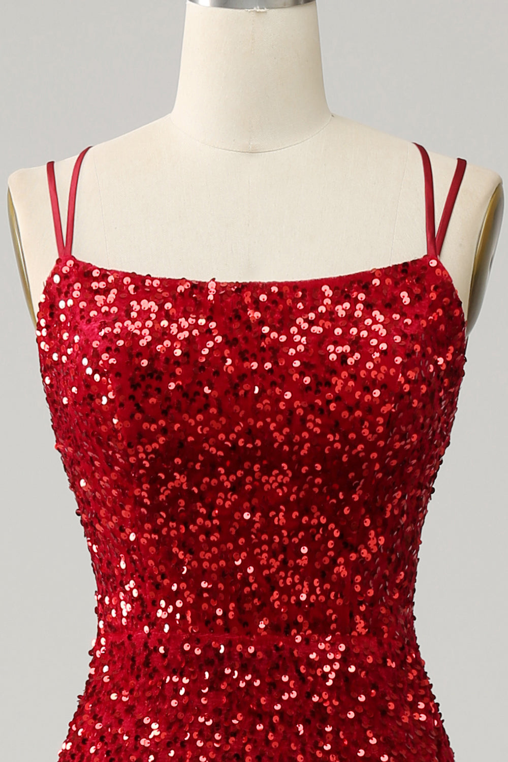 Red Sparkly Mermaid Backless Long Ball Dress with Fringes