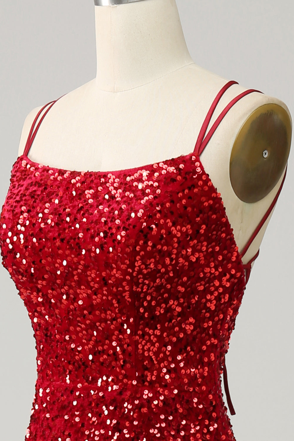 Red Sparkly Mermaid Backless Long Ball Dress with Fringes