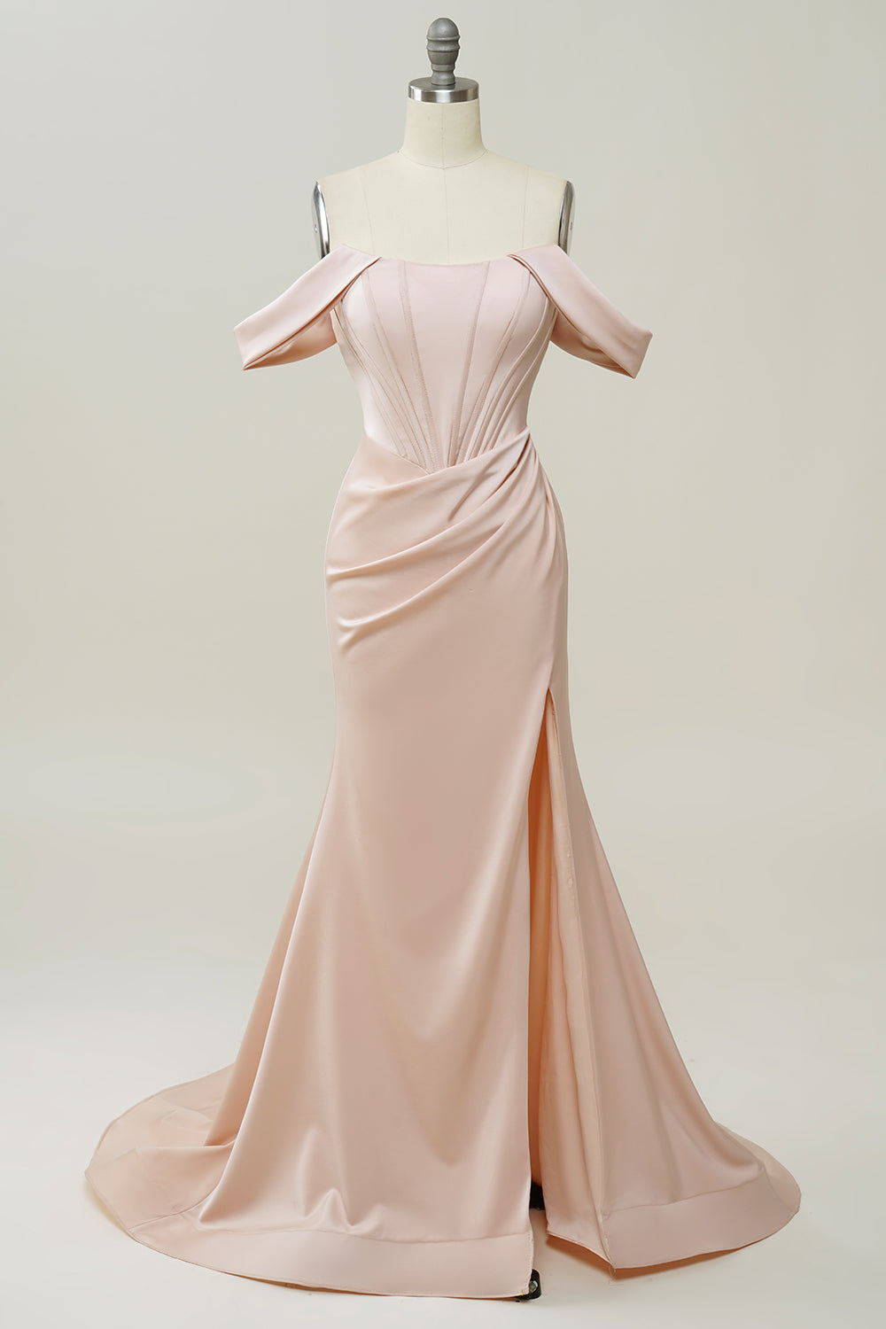 Blush Off The Shoulder Mermaid Ball Dress
