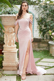Blush Off The Shoulder Mermaid Ball Dress