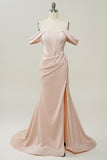 Blush Off The Shoulder Mermaid Ball Dress