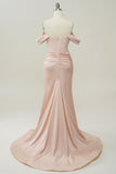 Blush Off The Shoulder Mermaid Ball Dress