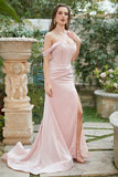 Blush Off The Shoulder Mermaid Ball Dress