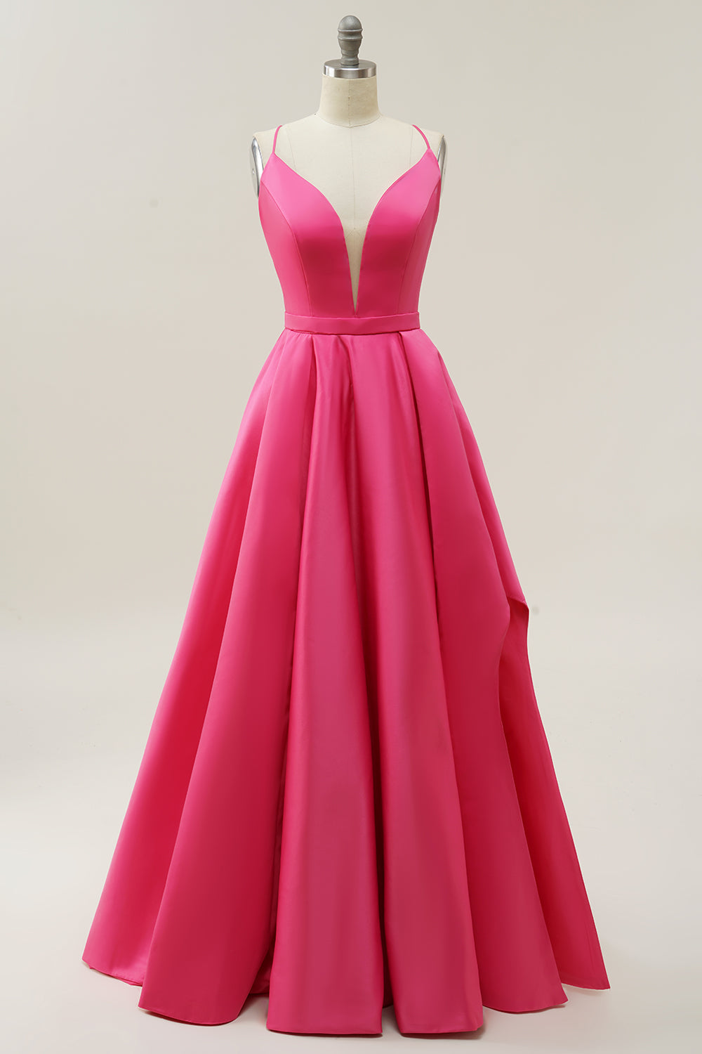 Fuchsia Halter A-Line Ball Dress