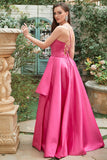 Fuchsia Halter A-Line Ball Dress