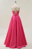Fuchsia Halter A-Line Ball Dress