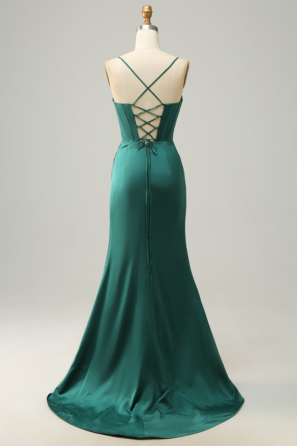 Dark Green Spaghetti Straps Mermaid Ball Dress