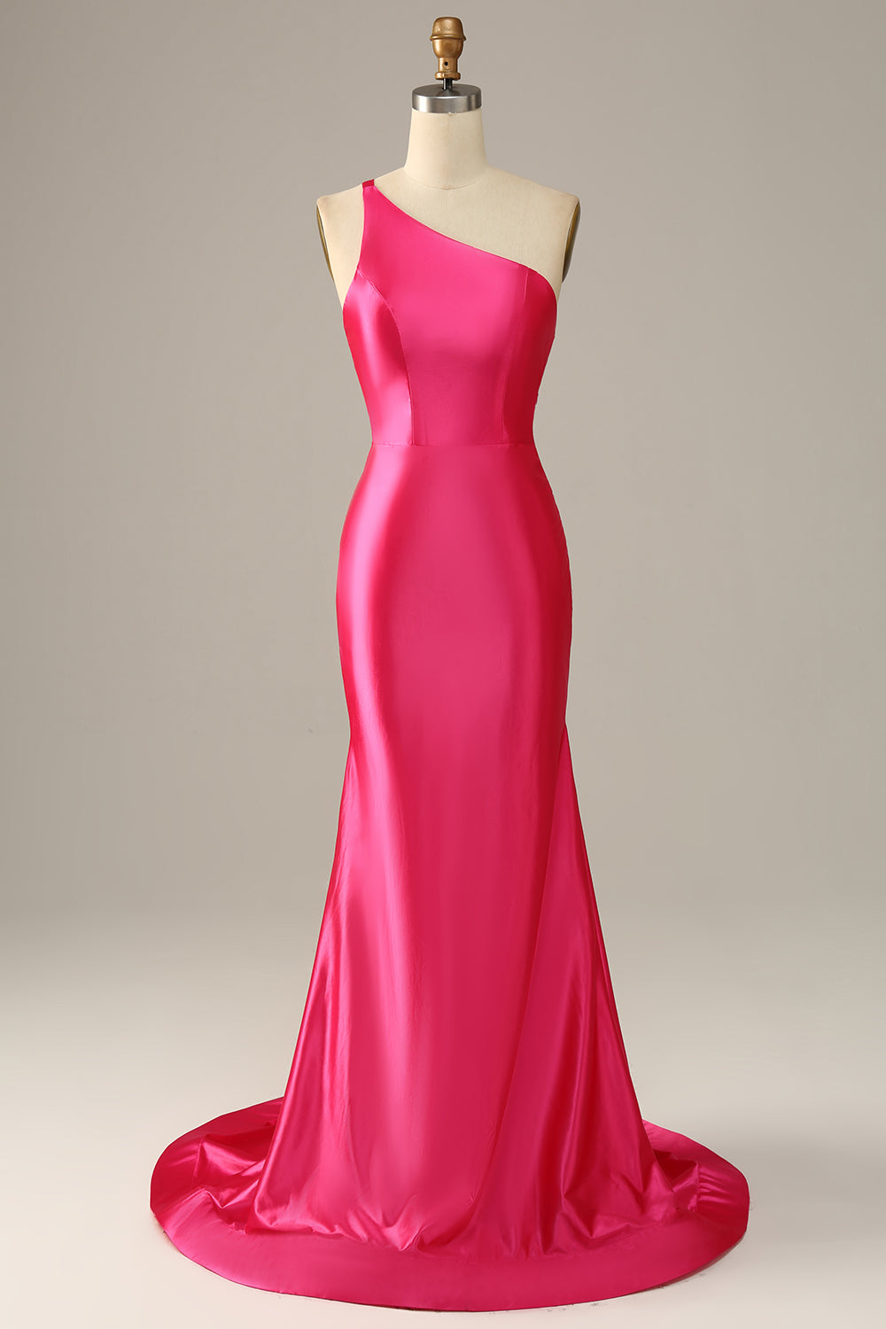 Fuchsia One Shoulder Mermaid Ball Dress